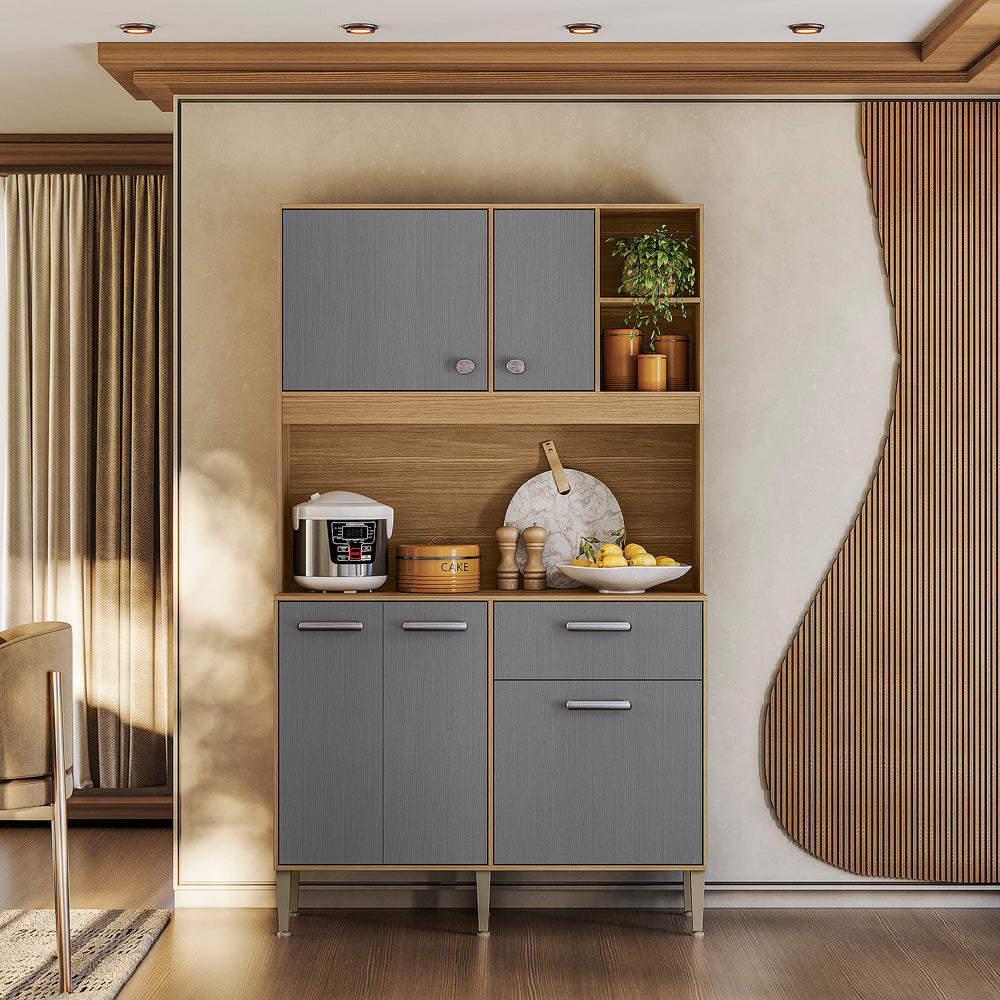 Kit Cozinha Liv 1,20 m Freijó/Gris – KIT’S PARANÁ