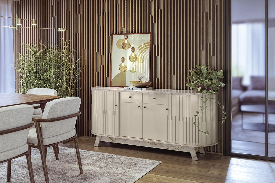 Buffet Monaco 4P2G Calacata.Off White Madetec - Móveis furniture