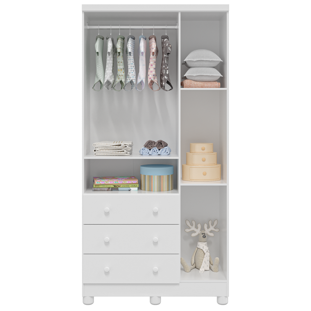 Guarda-Roupa 3 Portas Tedy Branco Brilho – PEROBA MÓVEIS