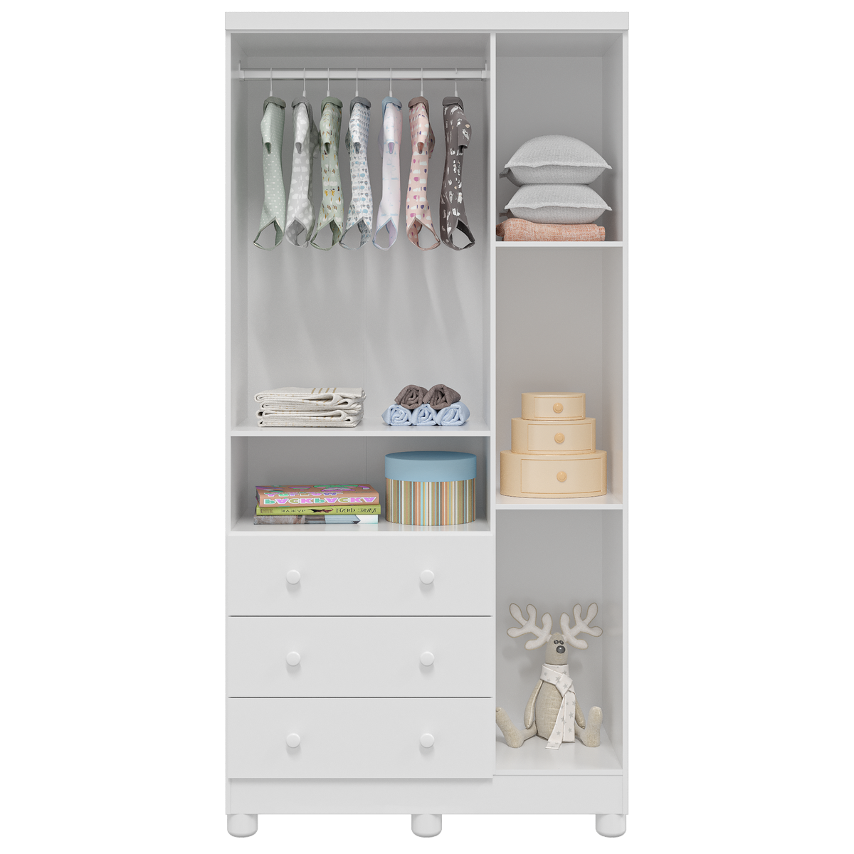 Guarda-Roupa 3 Portas Tedy Branco Brilho – PEROBA MÓVEIS