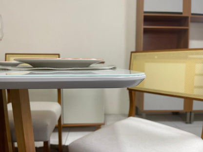 Mesa de Jantar Pedro 1.20×0.80 Com 4 Cadeiras Grécia – Cinamomo/Off White
