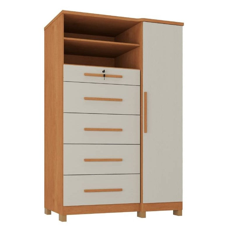 Comoda Sapateira Imperial 5G1P Cinamomo.Areia Zanzini Moveis - Móveis furniture