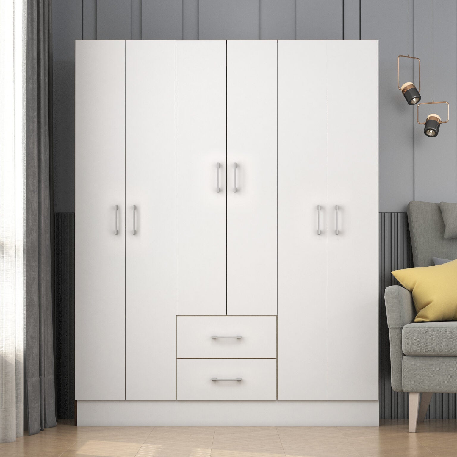 Guarda-Roupa 6 Portas Jamaica 6002 Branco – FELLICCI - Móveis furniture