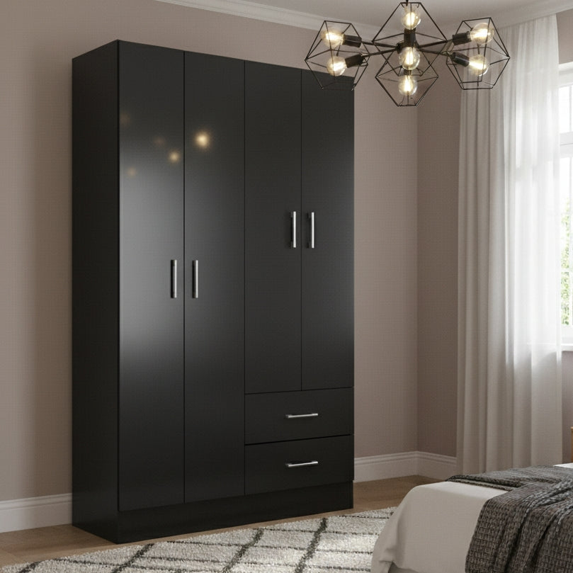 Guarda-Roupa 4 Portas Panamá 4002 Preto – FELLICCI