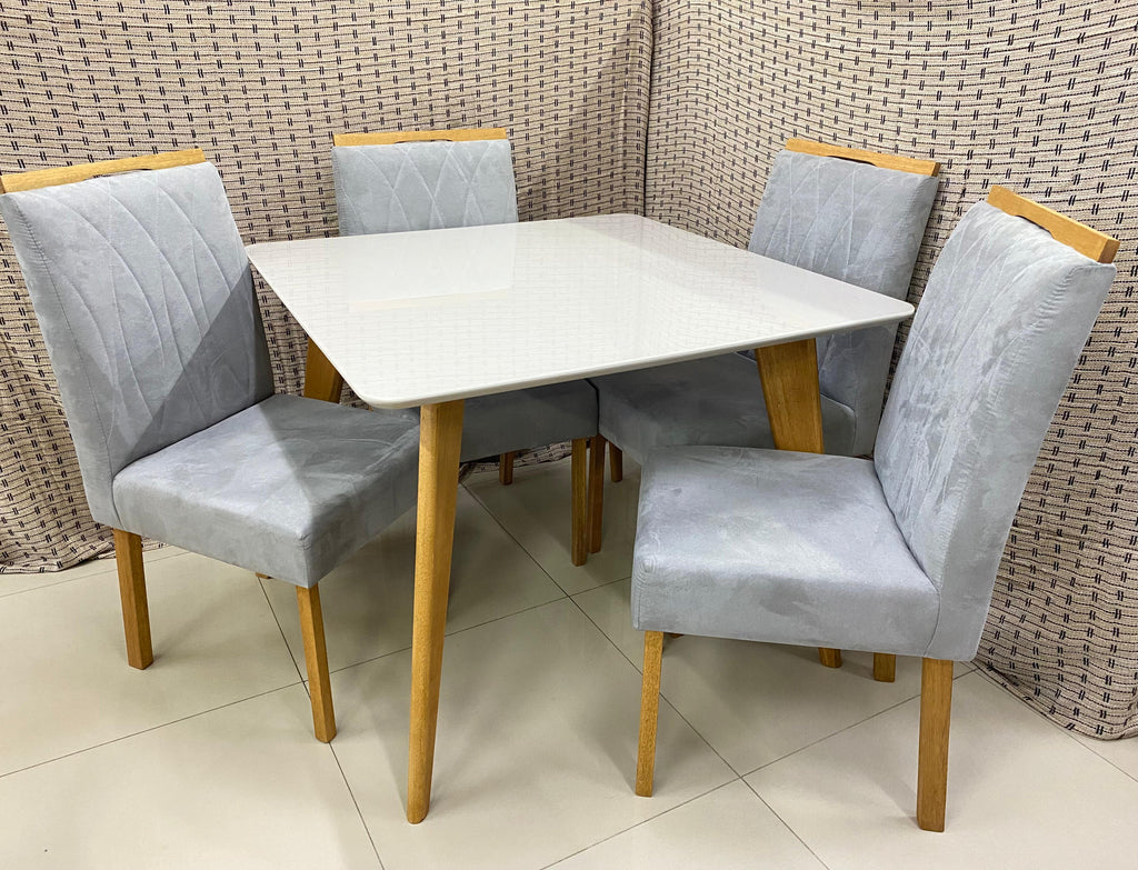 Mesa Jade.Slim 100x80 Tampo Malaga MDF.Vdr com Base Slim Imbuia Mel.Off White Carvalho Decor - Móveis furniture