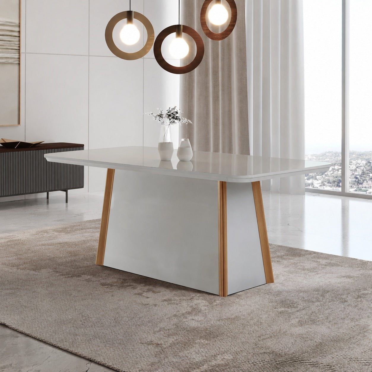 Mesa Tilia 180 Canto Copo Off White/Off White/Naturale – RUFATO