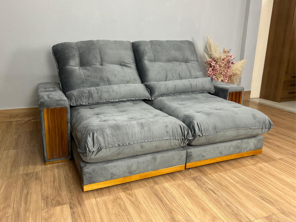 Sofá Retrátil e Reclinável Búzios 2.50m – Cinza Veludo