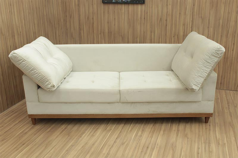 Sofá 3 Lugares Living 2,15 m Bege Milena - Móveis furniture