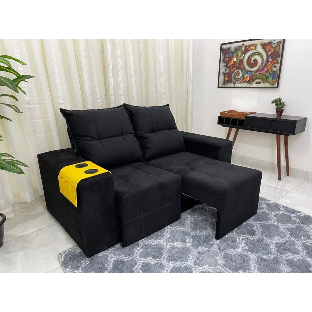 Sofá Espanha Retrátil Reclinável 1,50m - Preto - Móveis furniture
