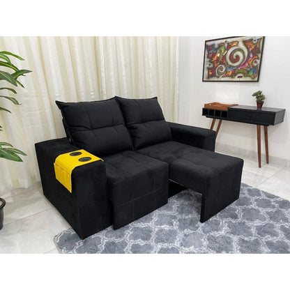 Sofá Espanha Retrátil Reclinável 1,50m - Preto - Móveis furniture