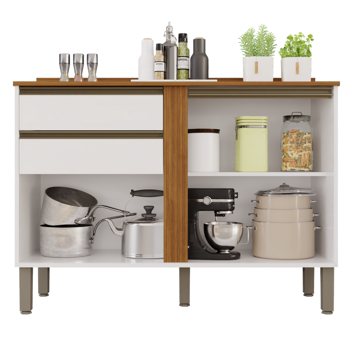 Balcão Pérola 1,20 m Branco/Cinamomo – SALLÊTO
