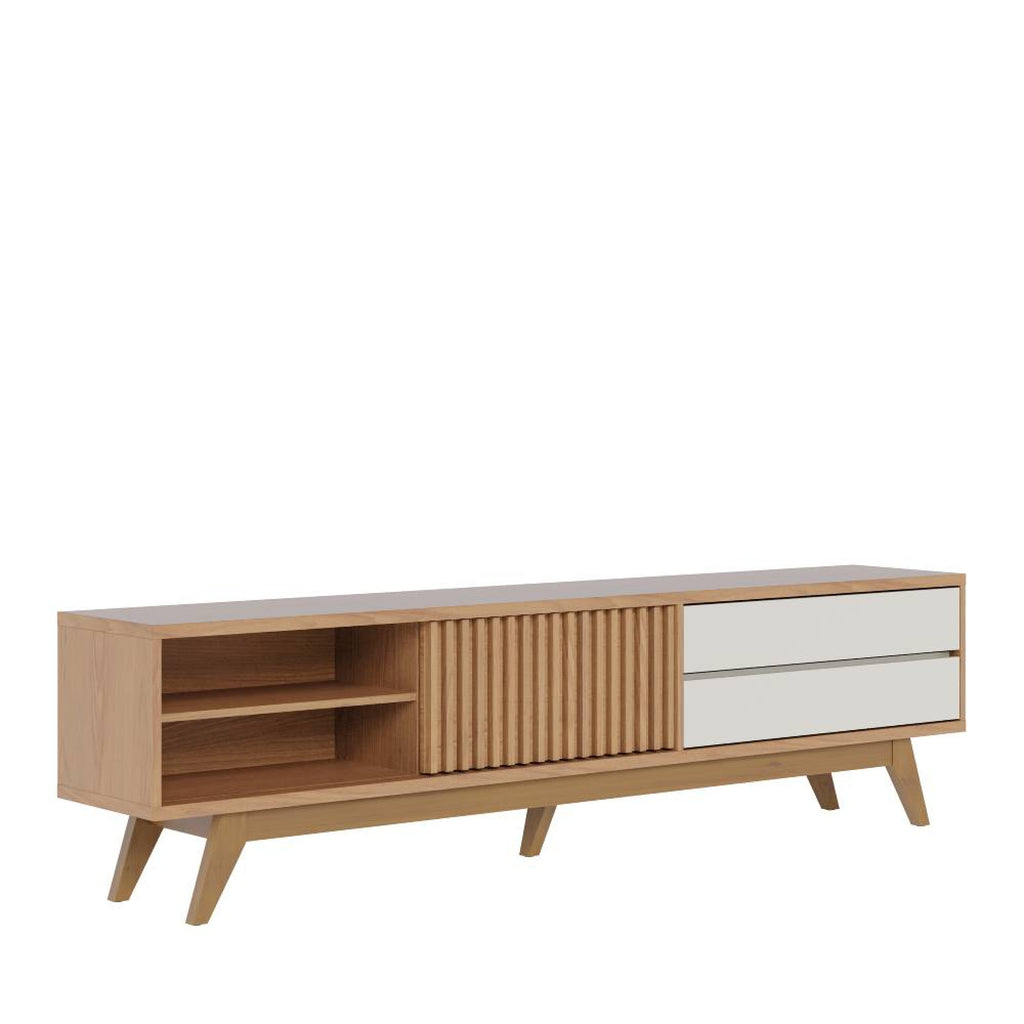 Rack Bancada Veneza para Tvs até 75" - Freijó/off White Matte - Móveis furniture