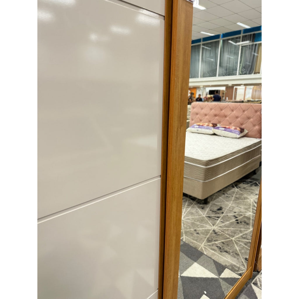 Guarda Roupas 2 Portas de Correr 1 com Espelho Viena Bianchi Móveis 	Nature/Off White