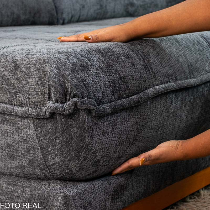 Sofá Retrátil Reclinável Itauna 2.30m Chenille Grafite 573 D28 Soft - Molas Ensacadas