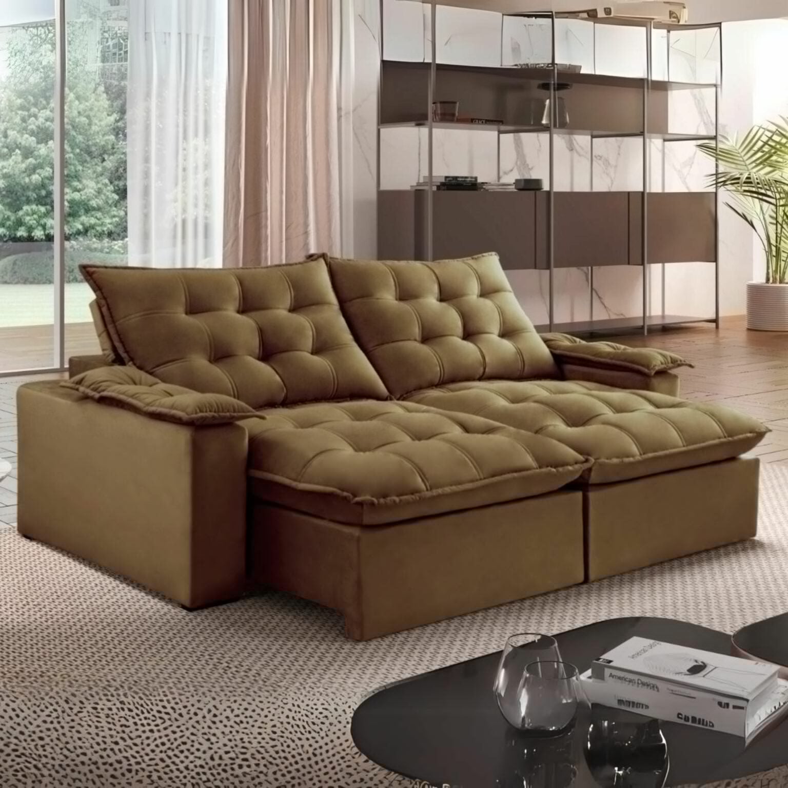 Sofá Retrátil e Reclinável Alaska 2,40 m Marrom – MONTANO ESTOFADOS