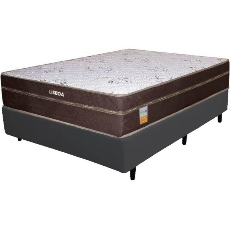 Colchão Casal Lisboa + Base Box Simples Marrom – ECOTEC + BIOSTAR - Móveis furniture