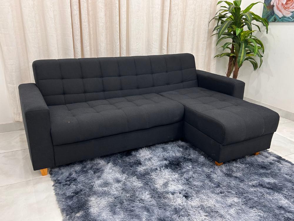 Sofá Colorado com Cheise 2.13m – Preto Linho - Móveis furniture