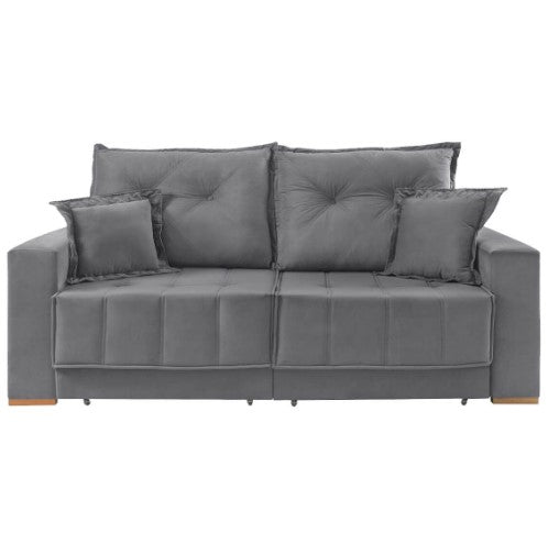 Sofá Pop Retrátil com Almofadas Soltas 3 Lugares Tecido Veludo 200cm Vicam - Móveis furniture