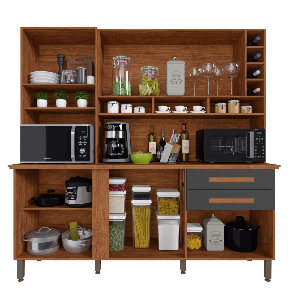 Kit Cozinha Alexia 1,80 Cinamono/Grafite - Móveis furniture