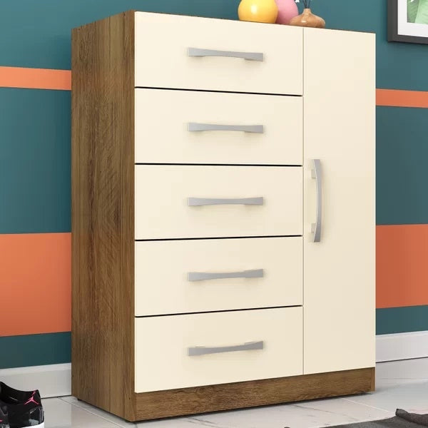 Cômoda 5 Gavetas com Sapateira Corais CO 1523 Nature/Off White – RODIAL MÓVEIS - Móveis furniture