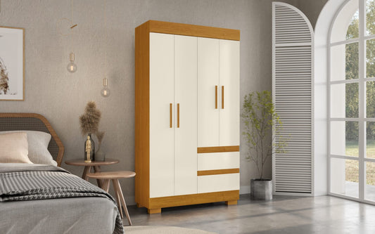 Guarda-Roupa 4 Portas Maya 0,998 m Cinamono/Off White – ACP MÓVEIS - Móveis furniture