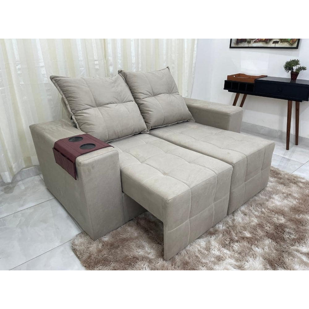 Sofá Espanha Retrátil Reclinável 1,50m - Bege - Móveis furniture