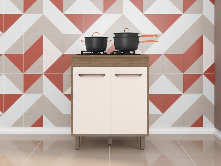 Balcão 70 para Cooktop 4 Bocas Barcelona Carvalho/Off White – POLIMAN - Móveis furniture