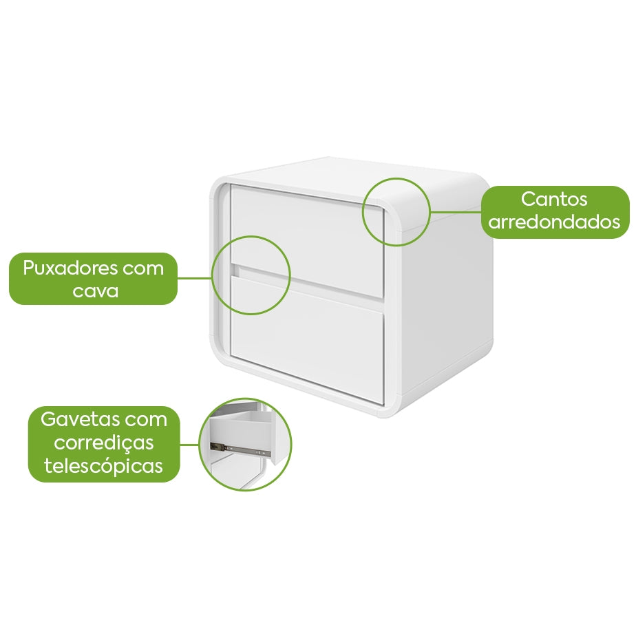 Mesa de Cabeceira Loop Branco – LOPAS