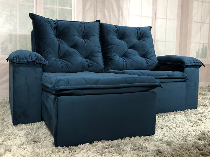Sofá Retrátil Reclinável 2,10 m Azul A141 Belagio - Móveis furniture