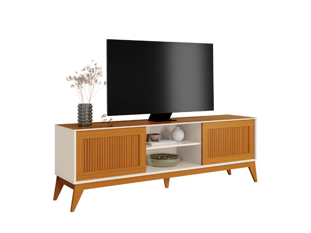 Rack King 65″ – Off White/Cedro - Móveis furniture