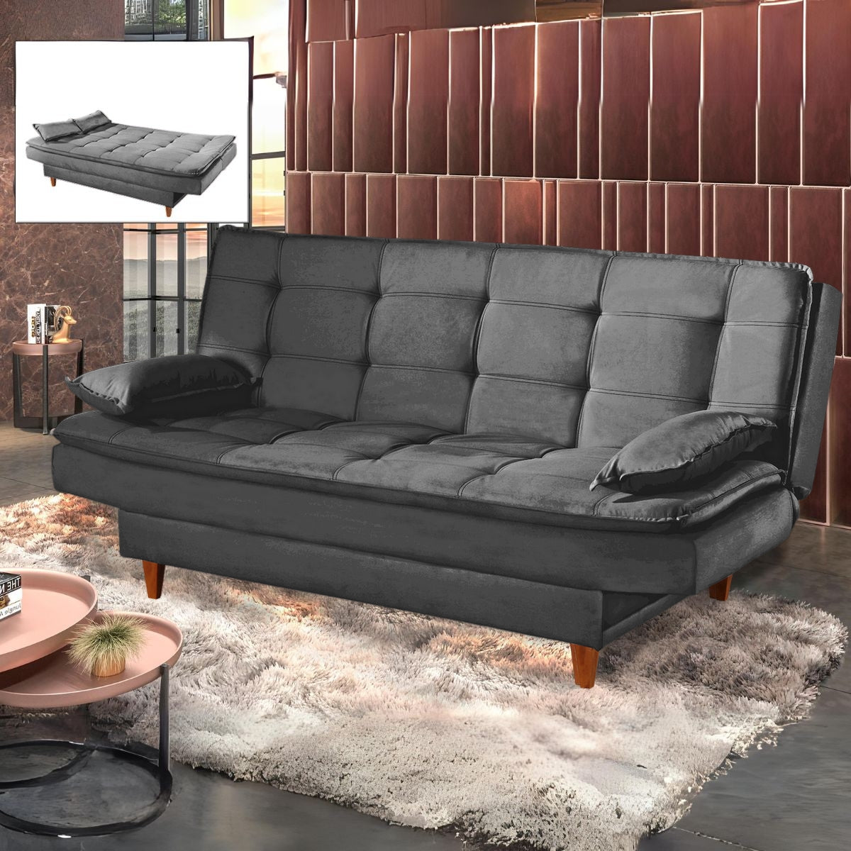 Sofá Cama Premium 1,80 m Cinza – LUXURY ESTOFADOS - Móveis furniture