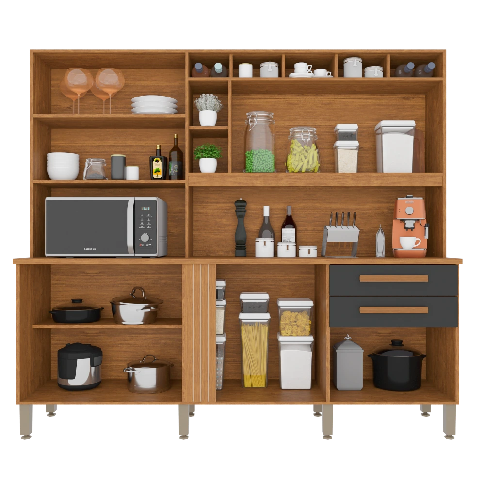 Kit Cozinha Antonela Prime 2,10 m Cinamono/Grafite – IMOP