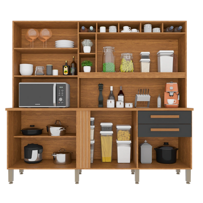 Kit Cozinha Antonela Prime 2,10 m Cinamono/Grafite – IMOP