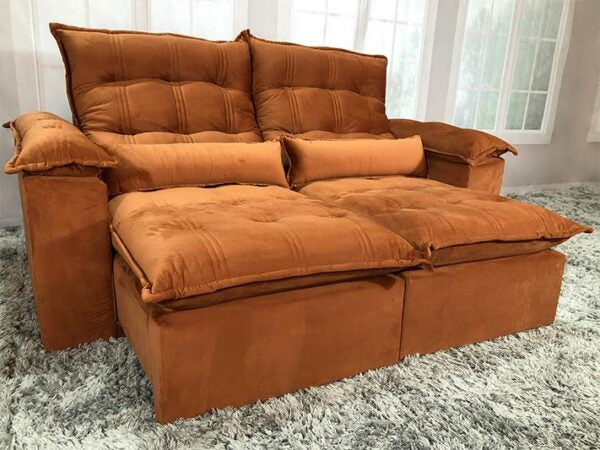 Sofá Retrátil Reclinável 2,50 m Terracota 328 Maricá - Móveis furniture