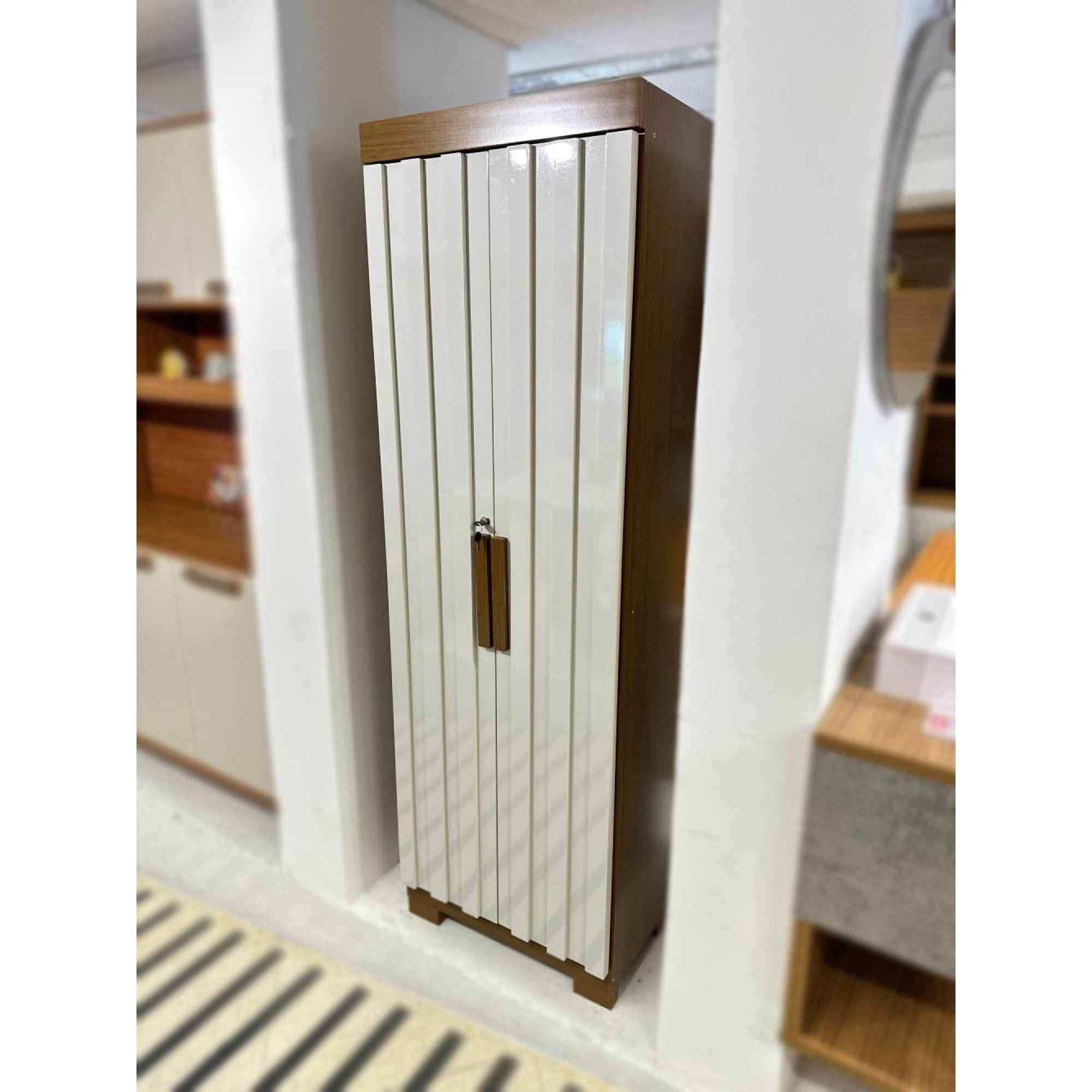 Armário Multiuso Florida Ripado - Cinamomo/ Off White - Móveis furniture