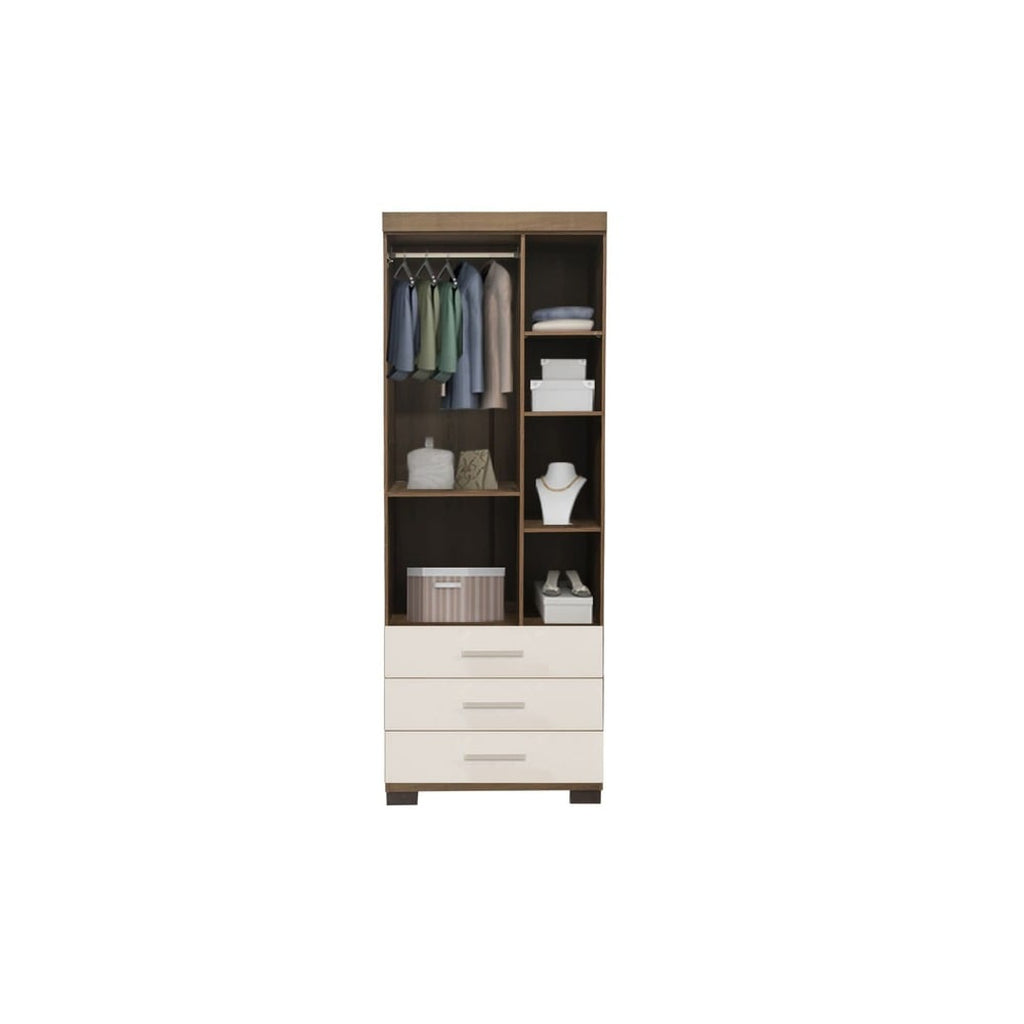 Guarda Roupa Floripa Solteiro 2 Portas 3 Gavetas Rud Rack - Mel Off white - Móveis furniture