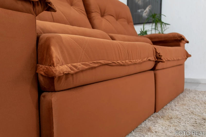 Sofá Retrátil Reclinável Califórnia Veludo Terracota 549 Larg. 2.50m - D28 Hiper