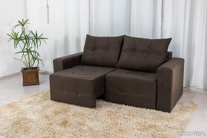 Sofá Retrátil 3 Lugares Havaí Larg. 1.80m Veludinho marrom - Móveis furniture