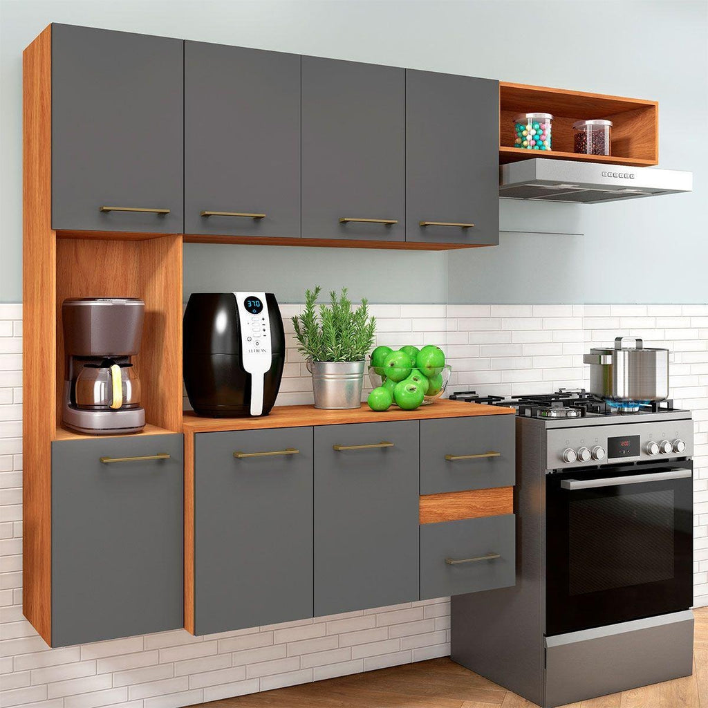 Cozinha Suspensa Mila CM16 1,80 m Cinamomo/Grafite – FELLICCI