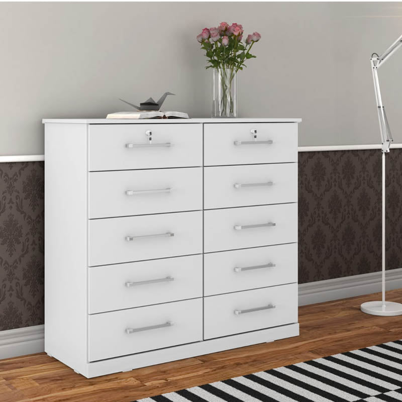Cômoda 10 Gavetas Vane 006 Larg. 1.18m Branco JL Móveis - Móveis furniture