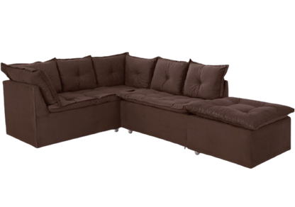 SOFA DE CANTO TURIM 2 MOD+1PUFF MARROM LISO