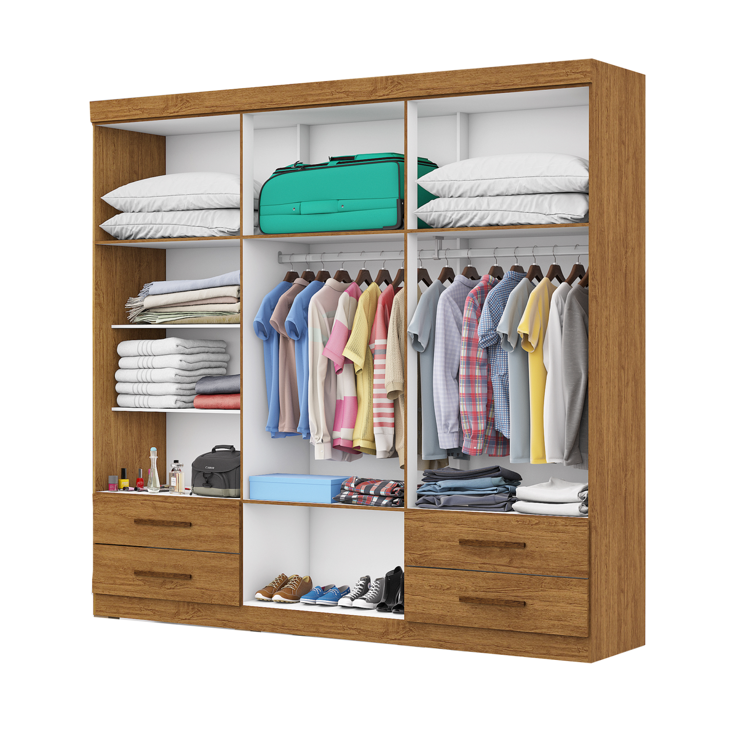 Guarda-Roupa 6 Portas Hércules (Sem espelho) 1,77 m Cinamono/Branco – CARIOCA MÓVEIS