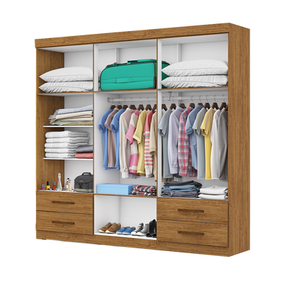 Guarda-Roupa 6 Portas Hércules (Sem espelho) 1,77 m Cinamono/Branco – CARIOCA MÓVEIS