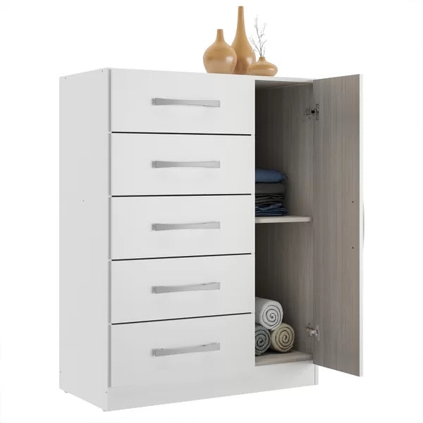 Cômoda 5 Gavetas com Sapateira Corais CO 1523 Branco – RODIAL MÓVEIS - Móveis furniture