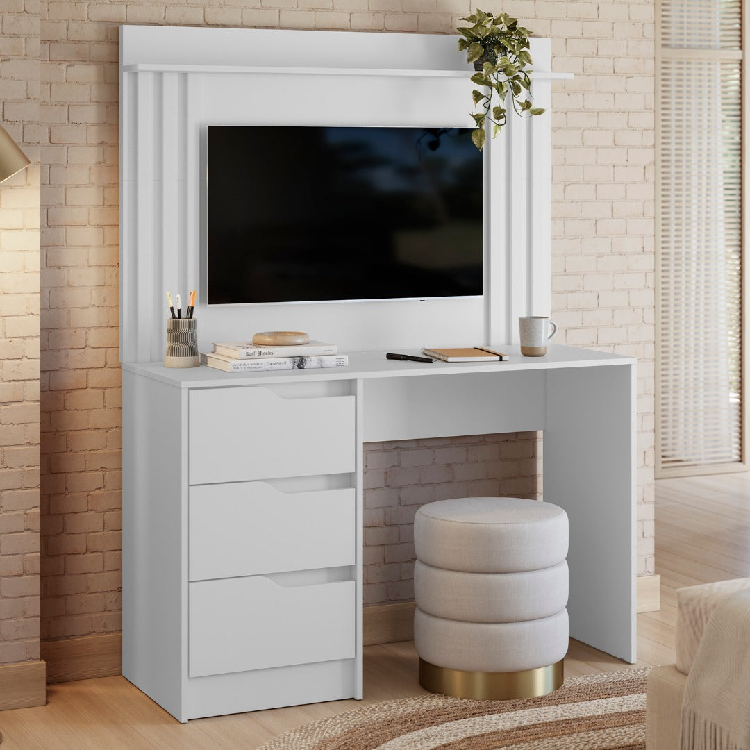 Escrivaninha com Painel Doble Branco Fosco – MÓVEIS ALBATROZ