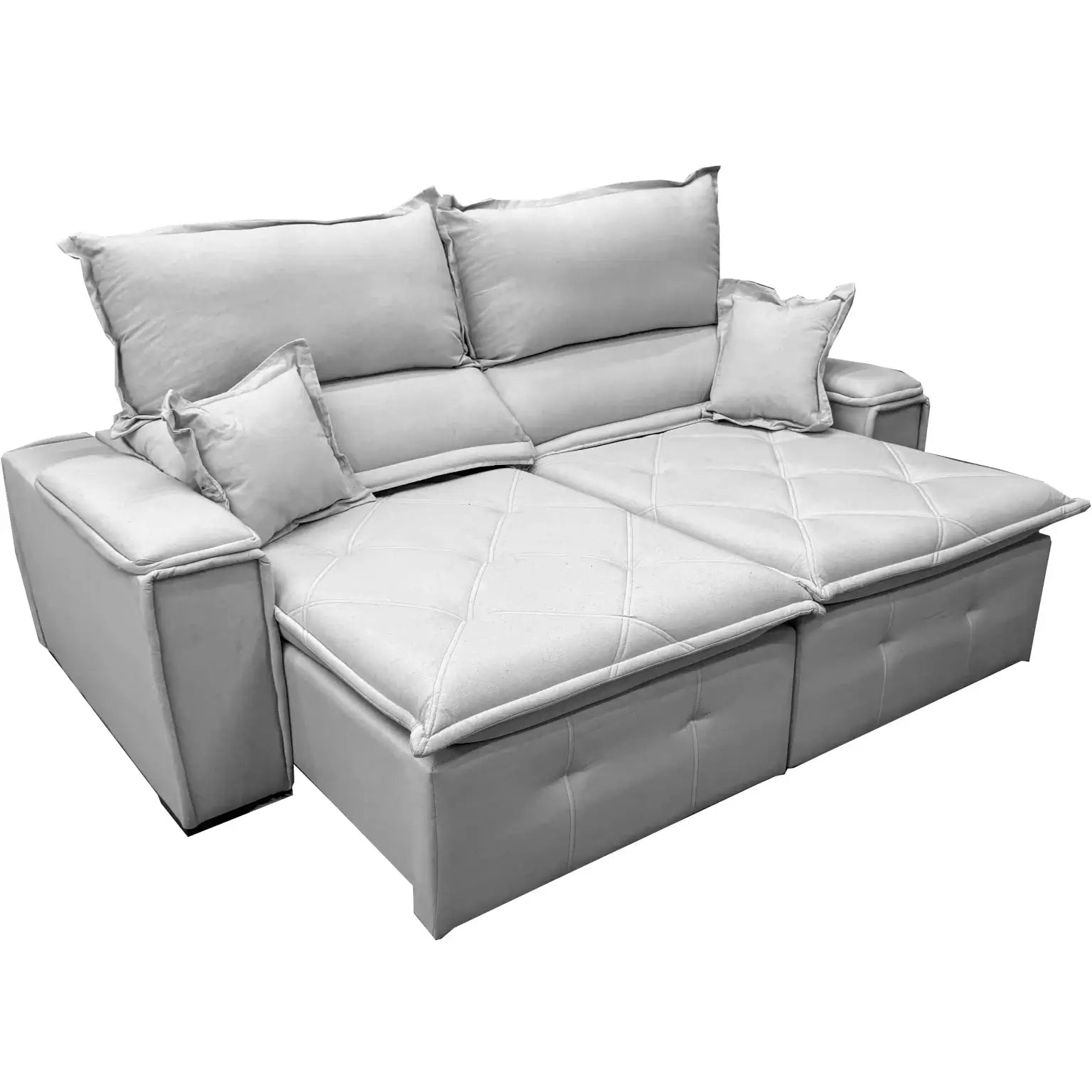 Sofá Vicam 028 em Linho Retrátil e Reclinável 4 Lugares 230cm PRATA