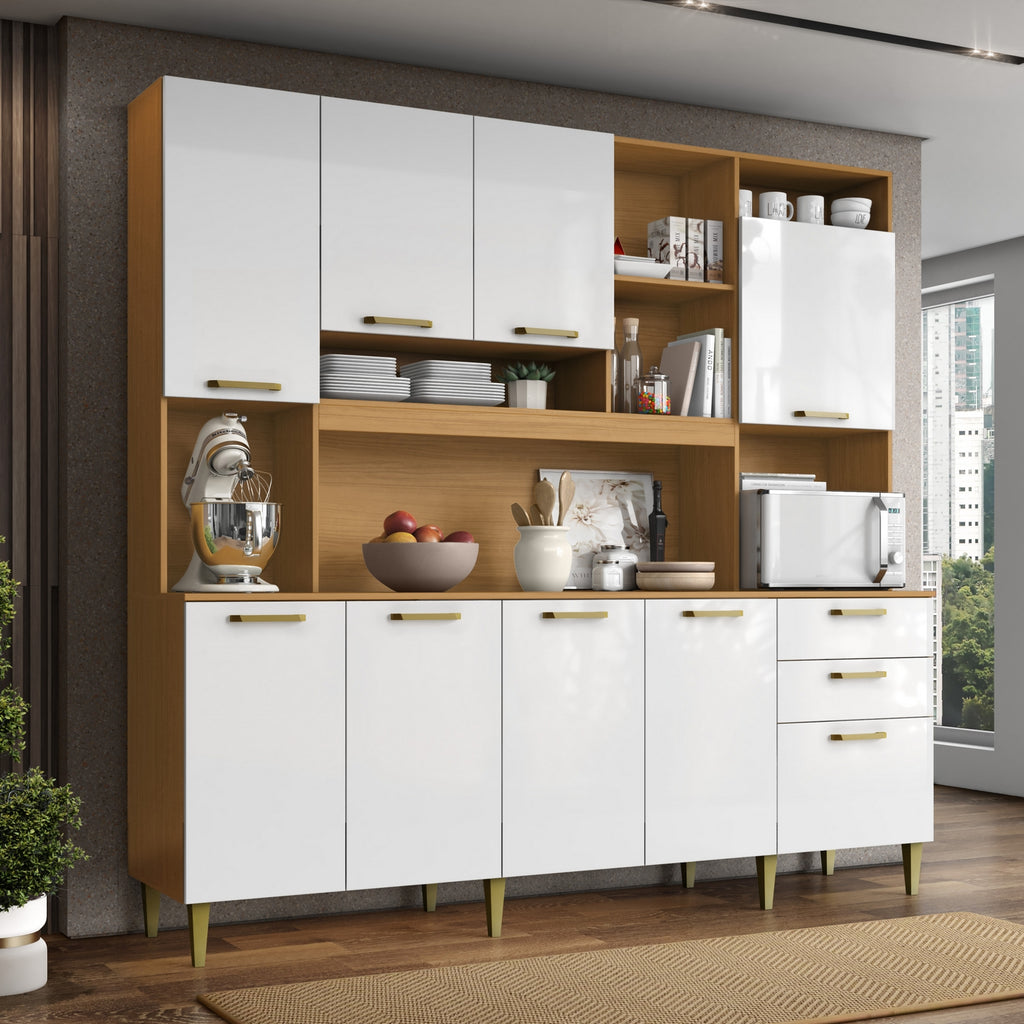 Kit Cozinha Mega 2,08 m Cinamomo/Branco – ARAMÓVEIS