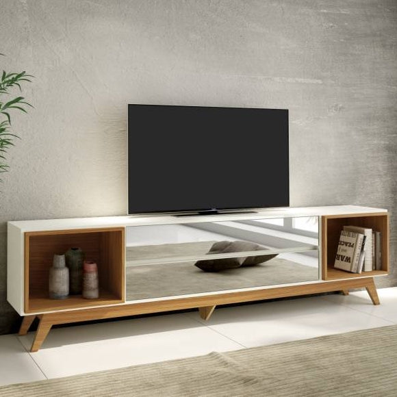 Rack até 60″ Anita R422 Off White/Freijó – DALLA COSTA - Móveis furniture