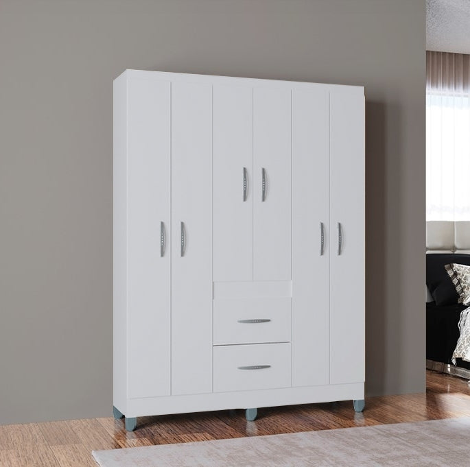 Guarda-Roupa 6 Portas Milão 1,35 m Branco – POQUEMA - Móveis furniture