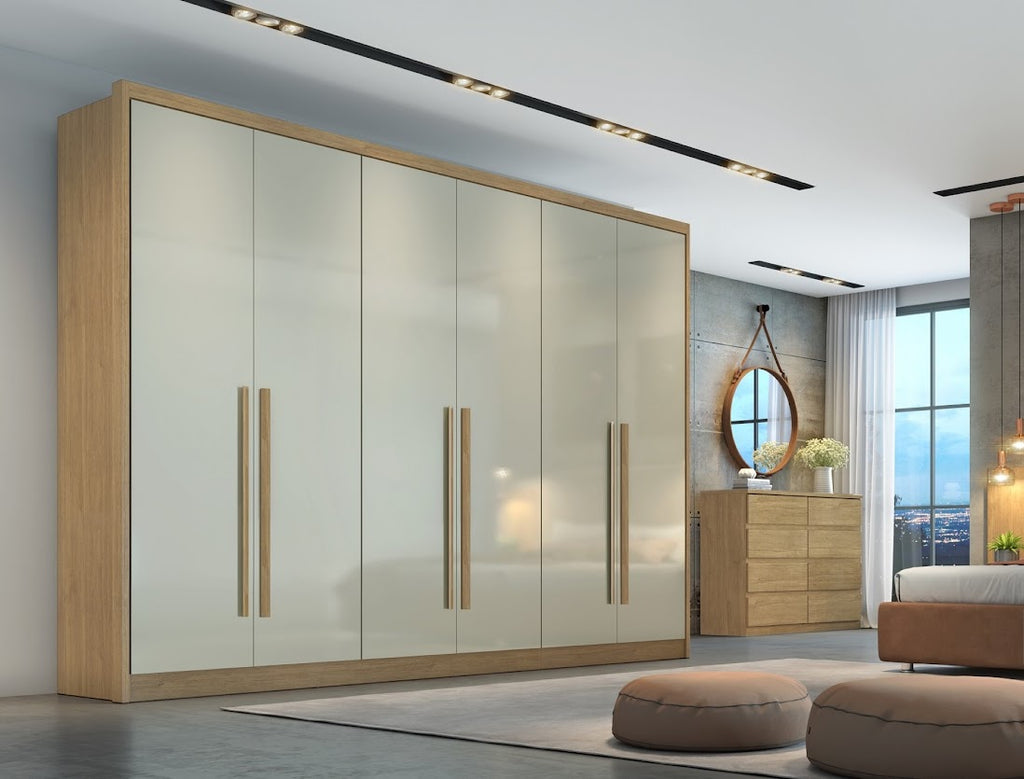 Roupeiro Casal Robust Plus Cumaru/Fendi Fosco 6 Portas 6 Gavetas 100% MDF Novo Horizonte